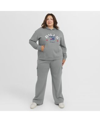 Women's Gray Buffalo Bills Plus Size Waffle-Knit Hooded Shirt & Pants Lounge Set
