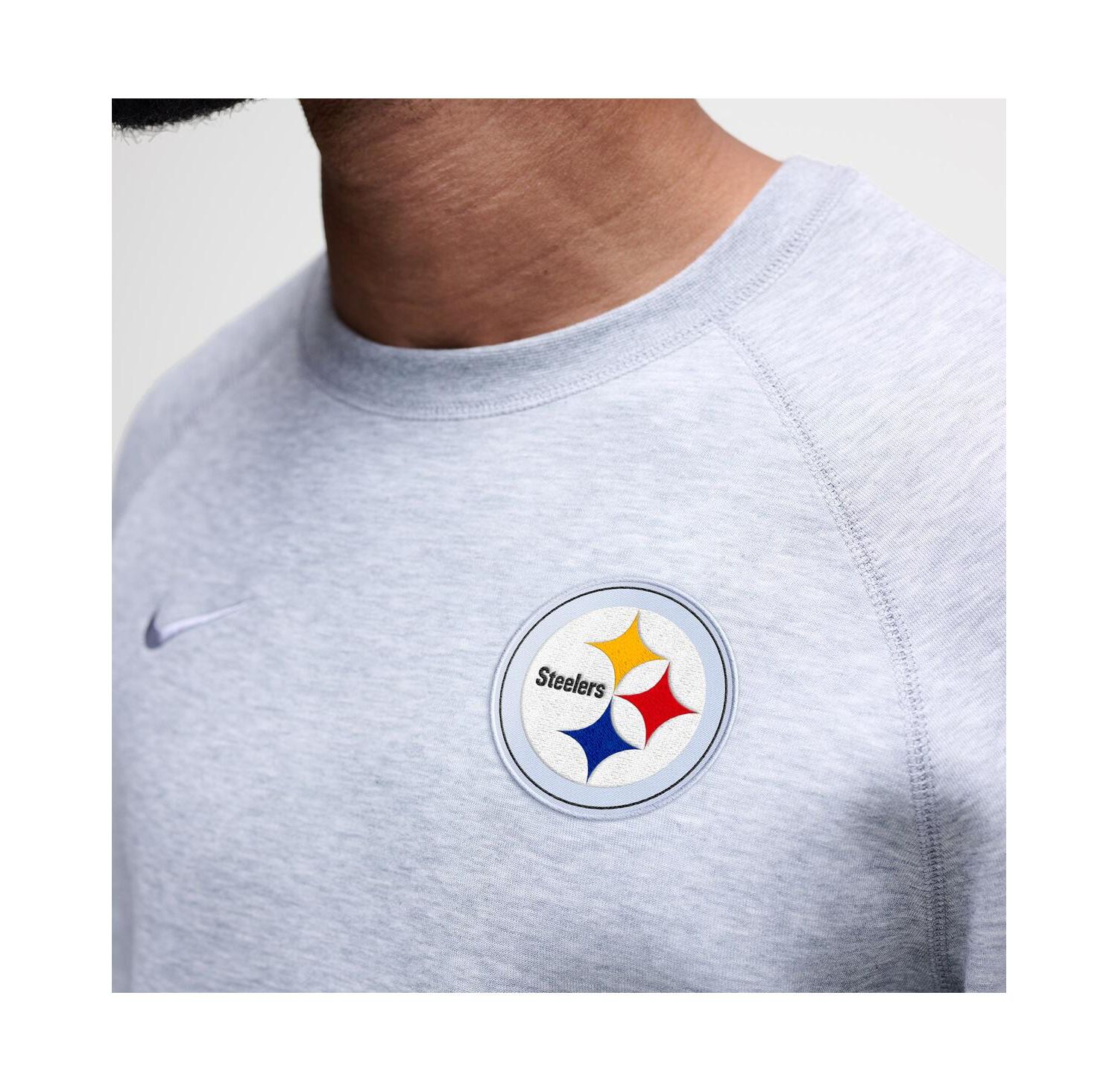 Men's Heather Gray Pittsburgh Steelers Tech Fleece Raglan Sweatshirt