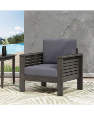 Streamdale Acacia Wood Club Chairs With Cushions, Dark Gray