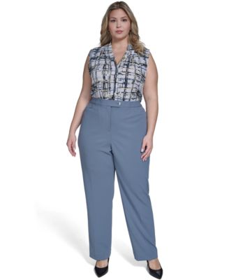 Plus Size Scuba Full Length Crepe Pants