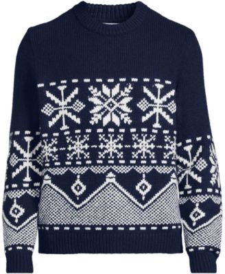 Men's Long Sleeve Holiday Snowflake Crewneck Sweater