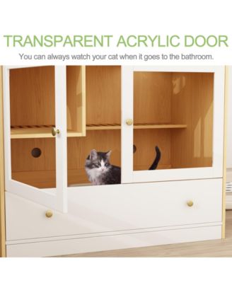 Cat Litter Box Furniture Hidden, Cats Condo Pet House with Stairs, Indoor Cat Litter House