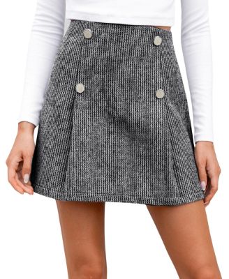 Women's Light Grey Pleated Mini Skirt