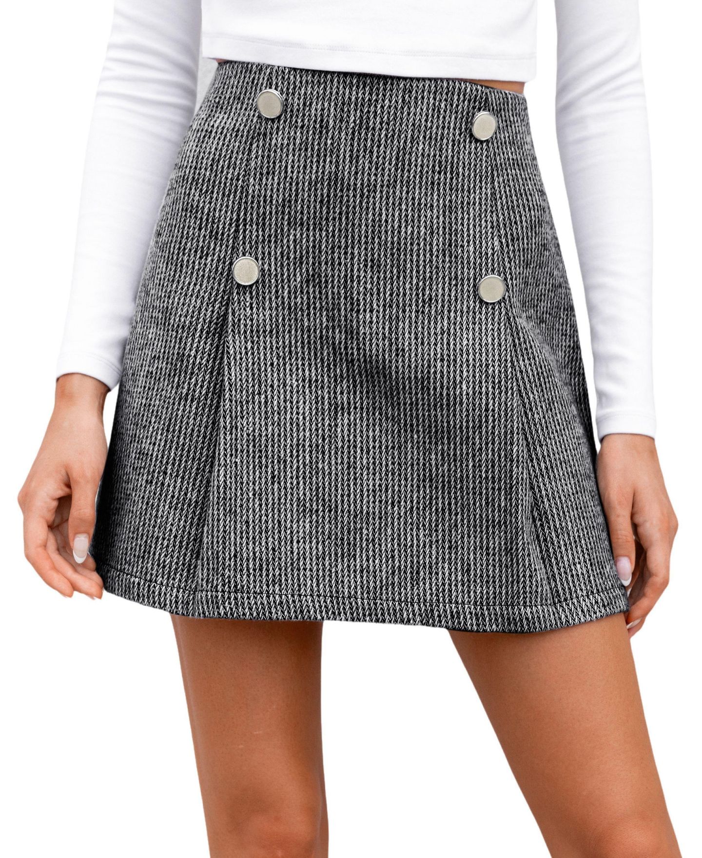 Женская юбка Cupshe Light Grey Pleated Mini, цвет: Серый — фото 1