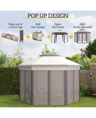 13' x 13' Pop Up Gazebo with 6 Zippe Mesh Netting,