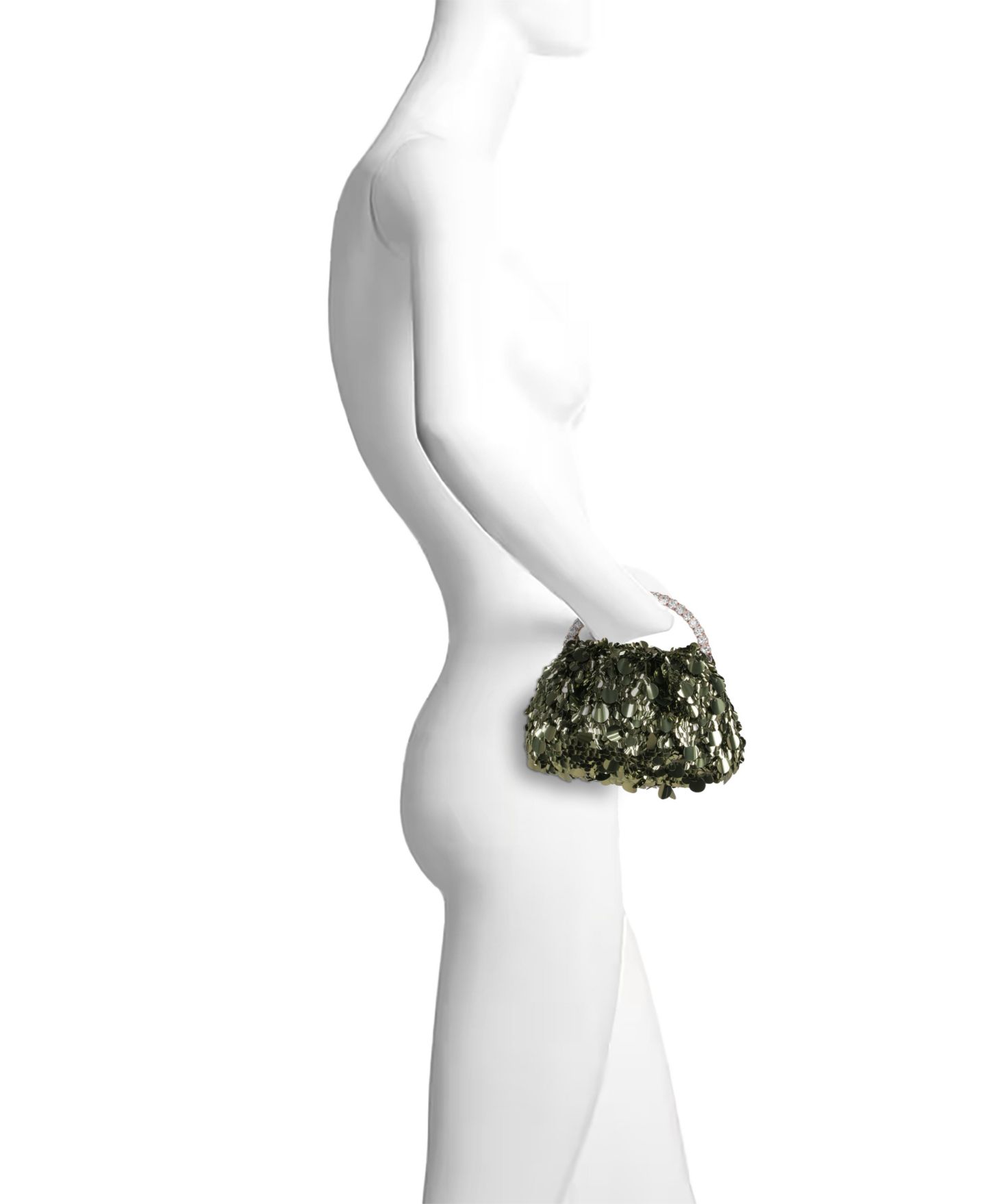 Женская сумка Jewel Badgley Mischka Holly Crinkle Sequin Crystal Handle Pouch, цвет: Зелёный — фото 4