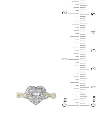 Diamond Round & Baguette Ring (1/3 ct. t.w.) in 10k Yellow Gold
