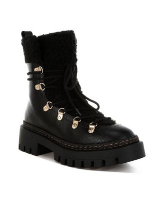 Womens Omul Fleece & Faux Leather Boots