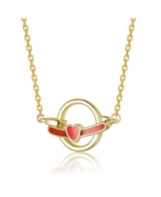 Kids Plated Intertwined Rings & Enamel Heart Necklace