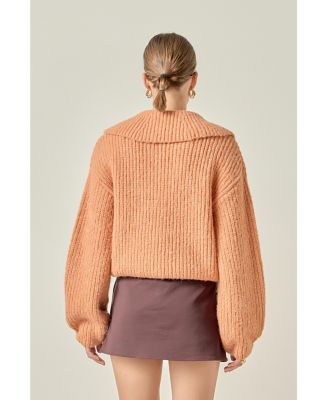 Women's Collared Rib Chunky Sweater