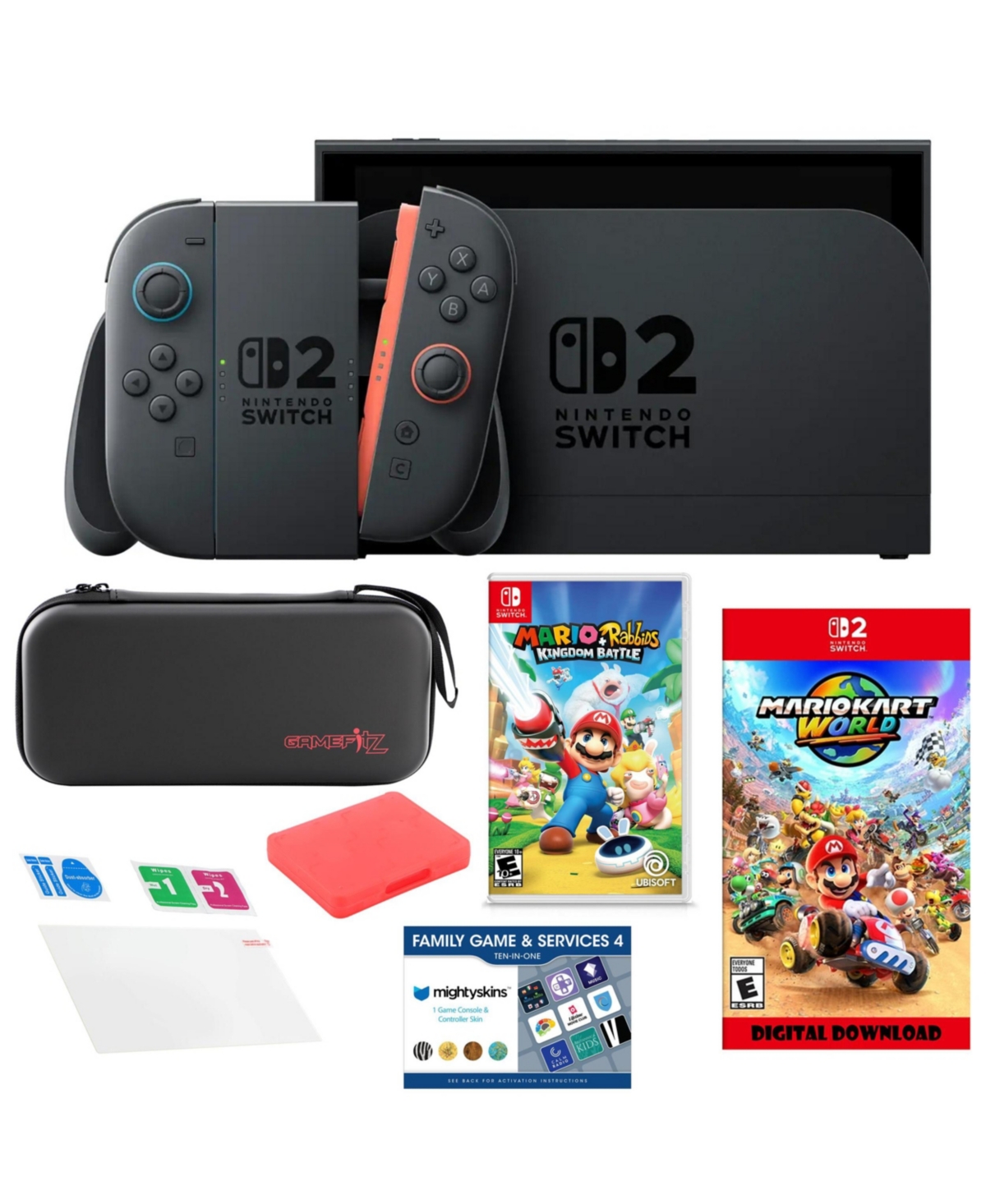 Nintendo Switch 2 MarioKart with Mario Rabbids, Accessories Kit and Voucher