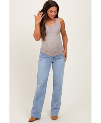 Maternity Light Blue Washed Relaxed Straight Leg Jeans