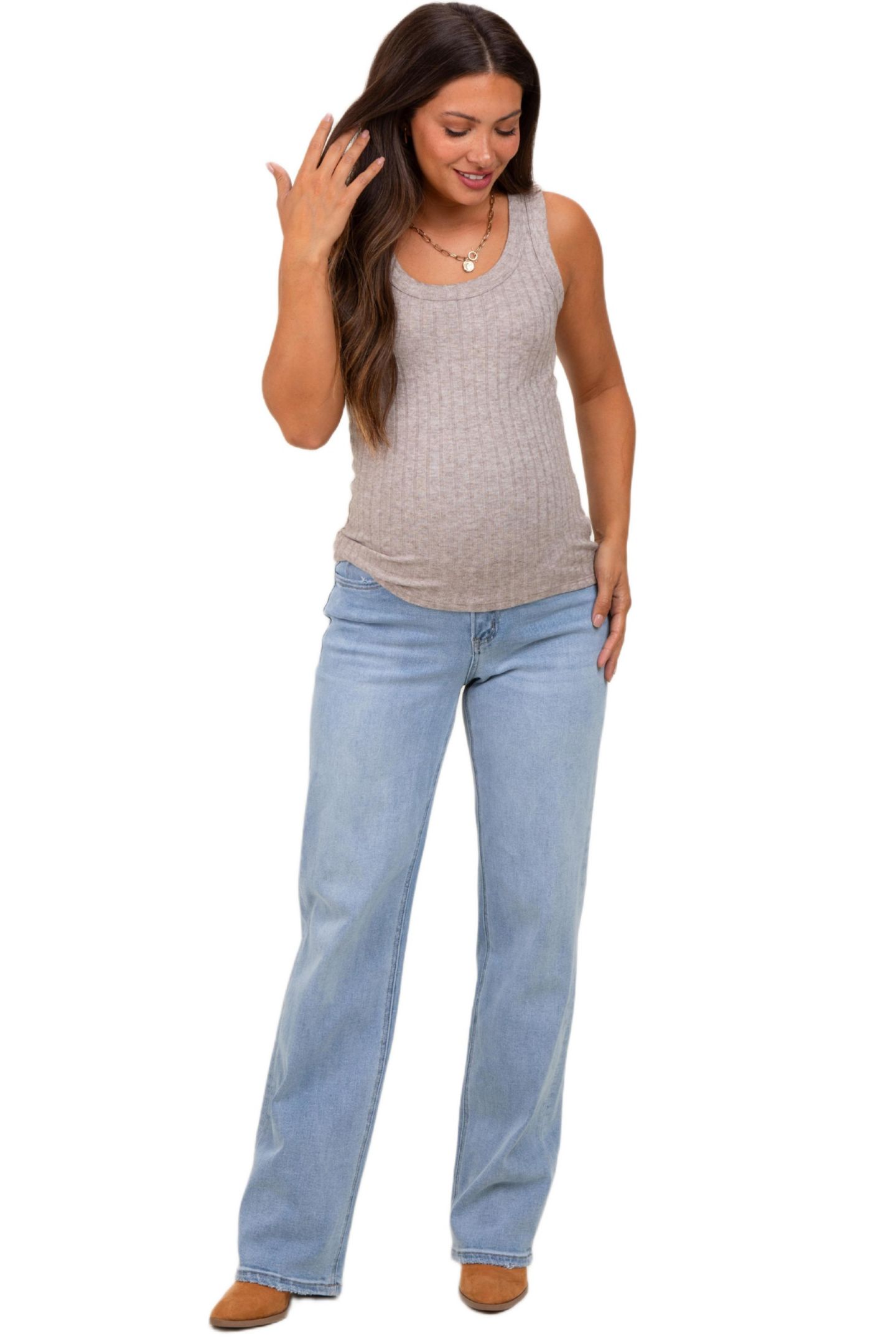 Женские джинсы Pinkblush Light Blue Washed Relaxed Straight Leg, цвет: Светлый синий — фото 4