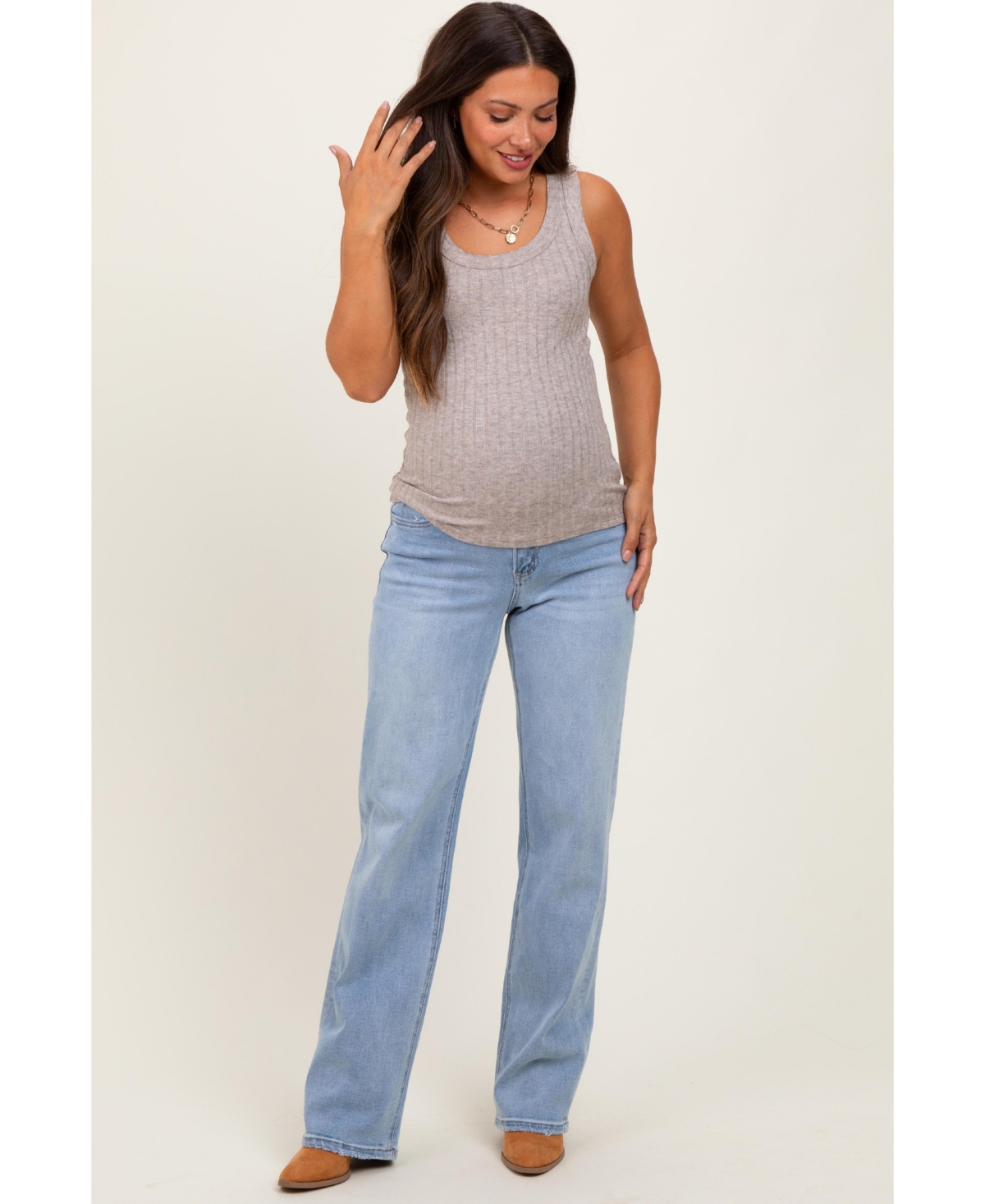 Pinkblush Maternity Light Blue Washed Relaxed Straight Leg Jeans