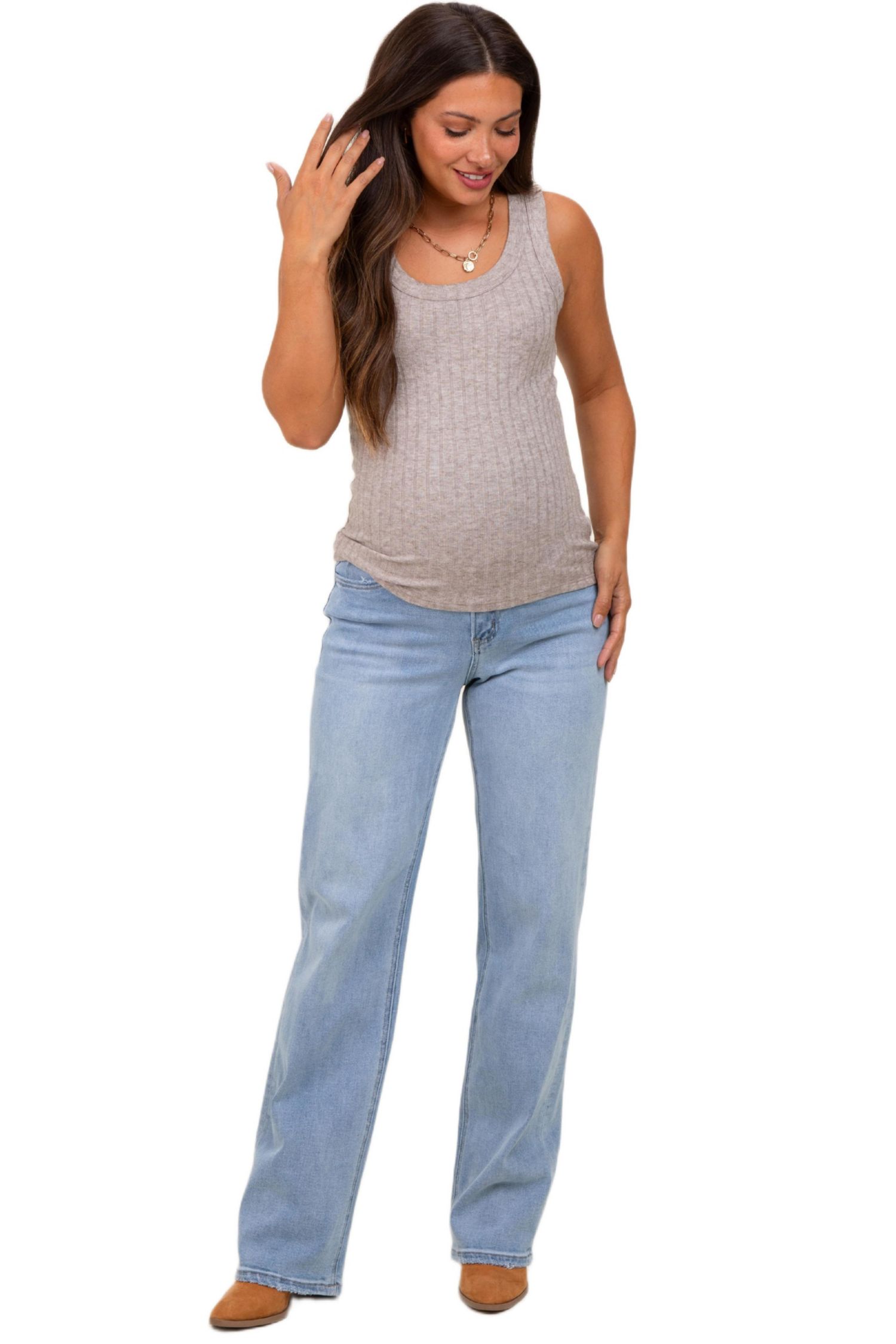 Women's Light Blue Washed Relaxed Straight Leg Jeans