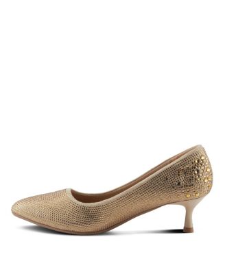 Tyanna Women's Kitten Heel Pump Textile Upper With Crystal Details