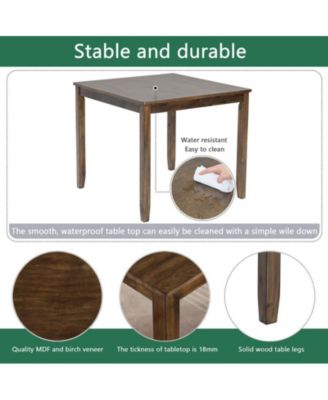 Modern Elegant 5-Piece Walnut Wood Dining Set with 4 Chairs