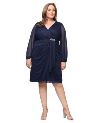 SL Fashions - Plus Size Long-Sleeve Midi Dress