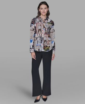 Women's Printed Long-Sleeve Blouse