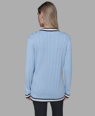 Women's V-Neck Contrast Cardigan