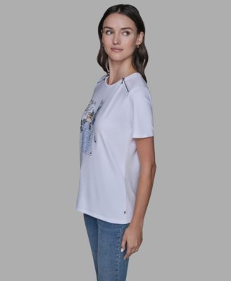 Women's Short-Sleeve Girl Perfume Bottle Printed T-Shirt