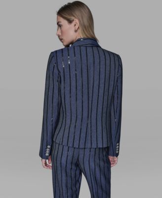 Women's One-Button Sequin Stripe Jacket