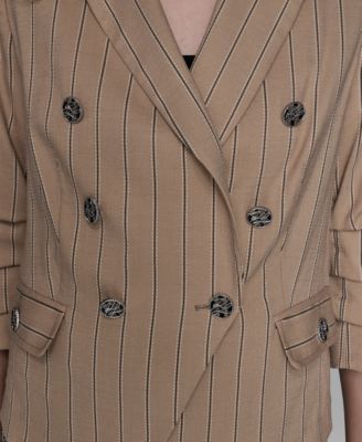 Women's Striped Collar One-Button Blazer