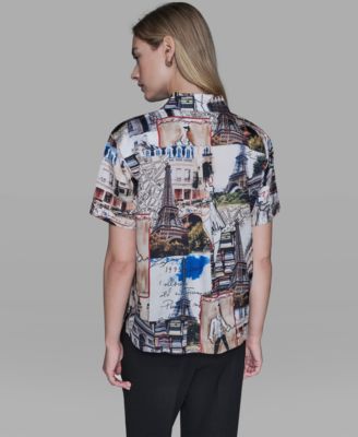 Women's Short-Sleeve Allover City Scene Top