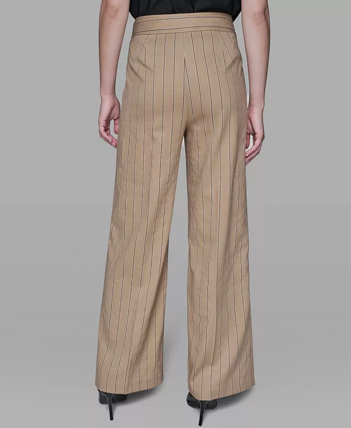 Women's Mid Rise Striped Straight Leg Pants - thumbnail 6