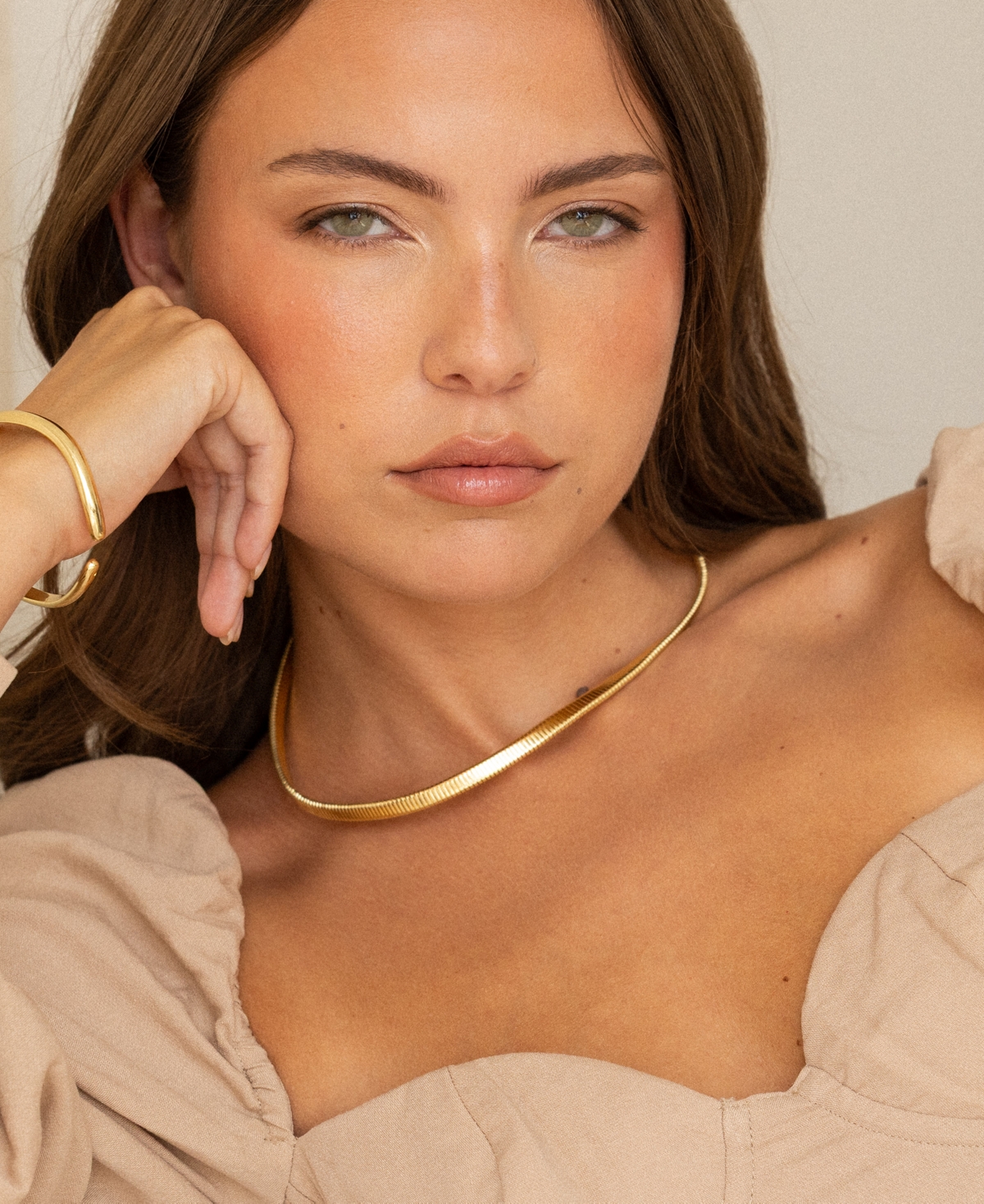 brook & york Gold Tone Snake Collar Necklace