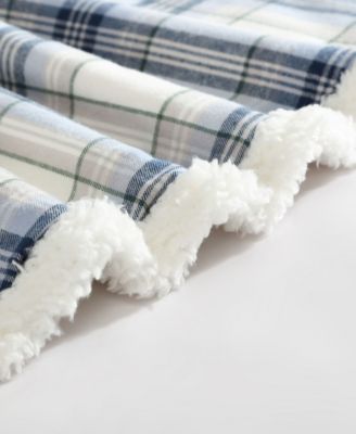 CLOSEOUT! Plaid Cotton Yarn Dye Flannel Reversible Throw, 60" x 50"