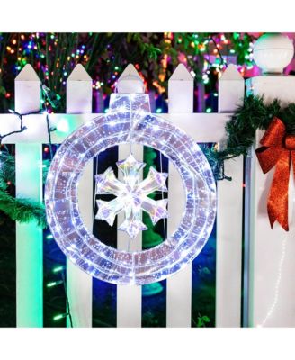 33" Lighted Ornament Pre-Lit Christmas Wreath with 128 Cold White LED Lights