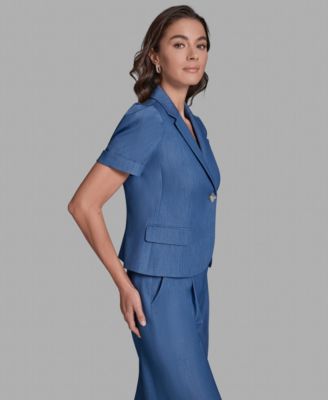 Women's Notch Lapel Short-Sleeve Cropped Jacket