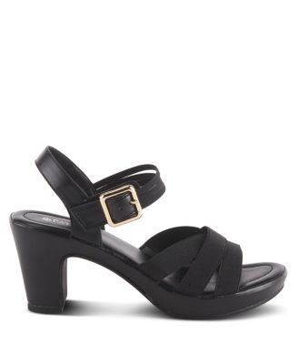 Women’s NEESA-STRETCH Elastic Strap Sandals with Low Platform Heel