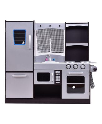 Kids Wooden Modern Kitchen Cooking Pretend Play Set