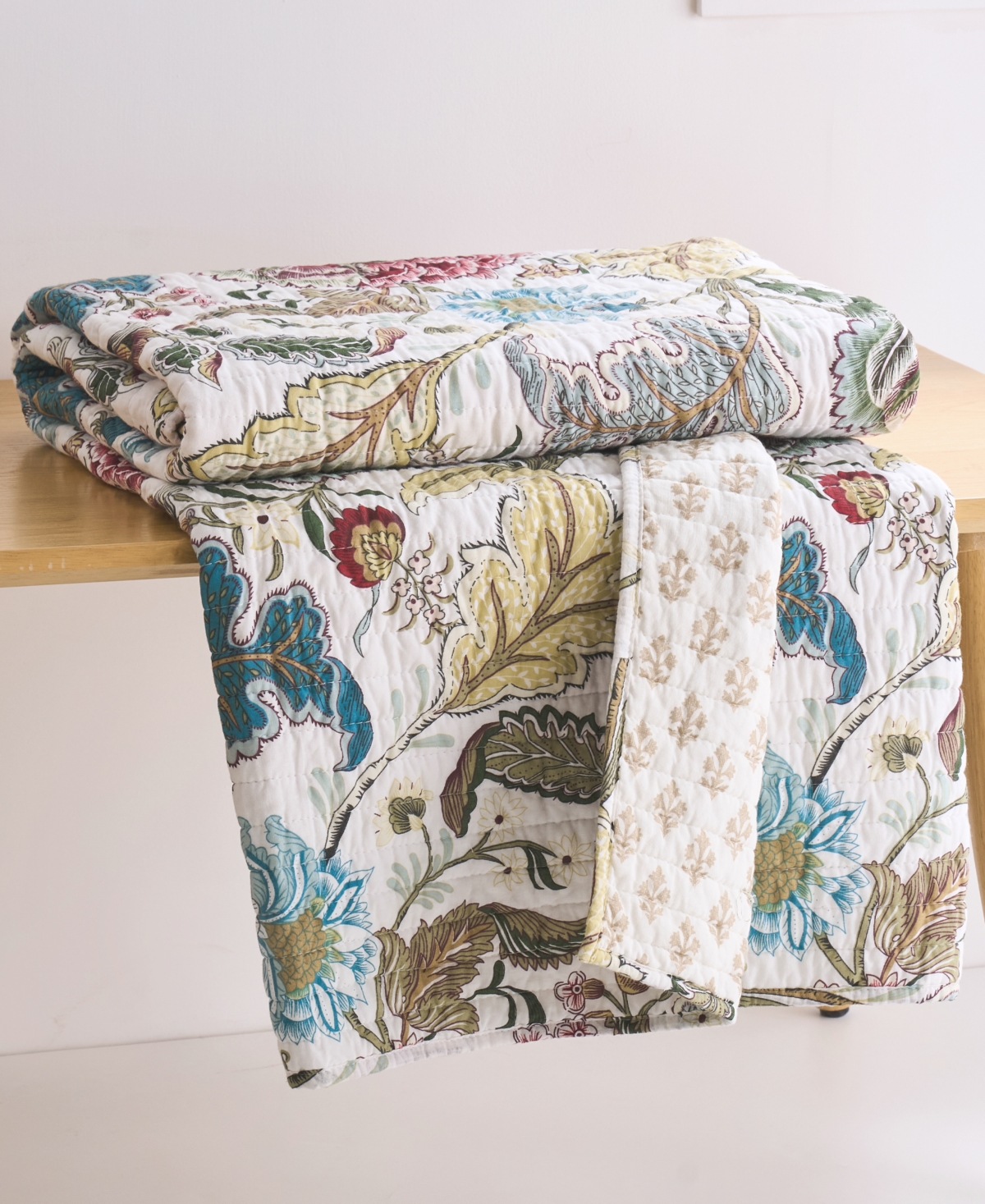 Levtex Angelica Spring Jacobean Floral Quilted Throw, 50" x 60"