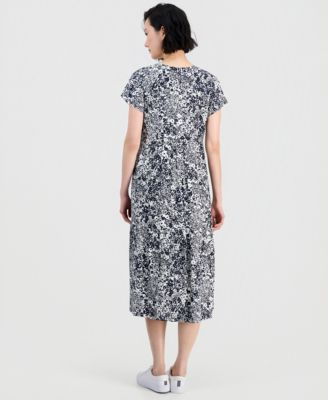 Women's Shadow Floral Tiered Midi Dress