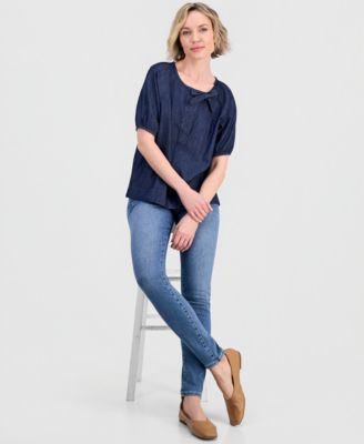 Women's Chambray Side Bow Blouse