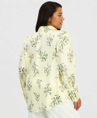 Plus Size Printed Button-Front Shirt