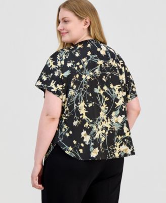 Plus Size Boat-Neck Short-Sleeve Top
