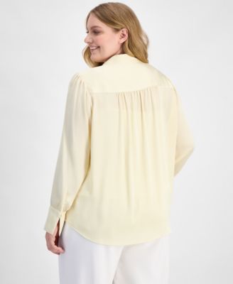 Plus Size V-Neck Long-Sleeve Blouse 