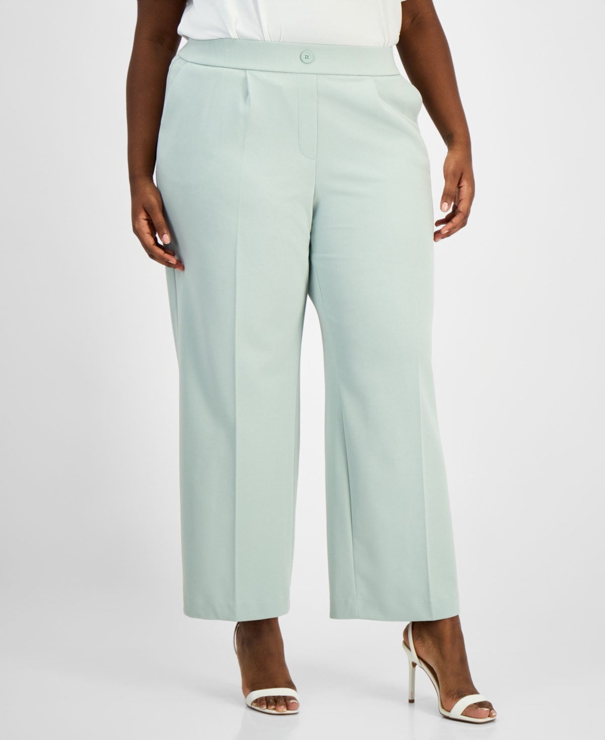 Anne Klein Essentials Plus Size High Rise Pull-On Pants