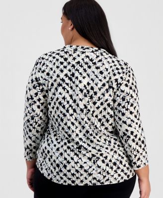 Plus Size Printed Long-Sleeve Top