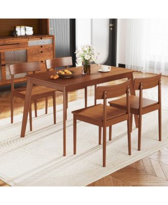 5-Piece Rubber Wood Rectangular  Dining Table Set