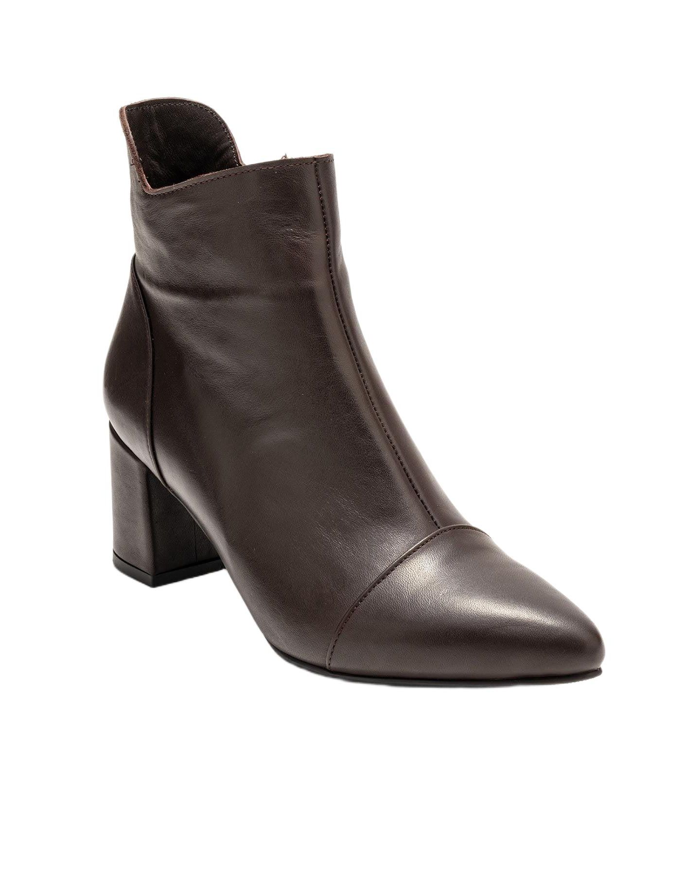 Женские ботинки Forever & Always Shoes Gael Leather Block Heel Boot, цвет: Коричневый кожаный — фото 1