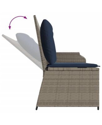 Reclining Patio Bench Grey PE rattan Standard outdoor bench size