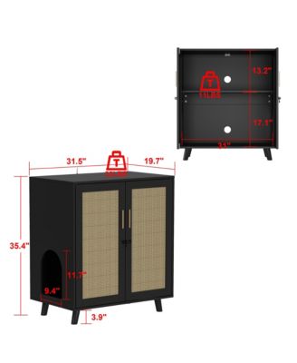 1 PC Wooden Cat Box Enclosure With Lock Sisal Door, Cat Washroom，Storage for Living Room