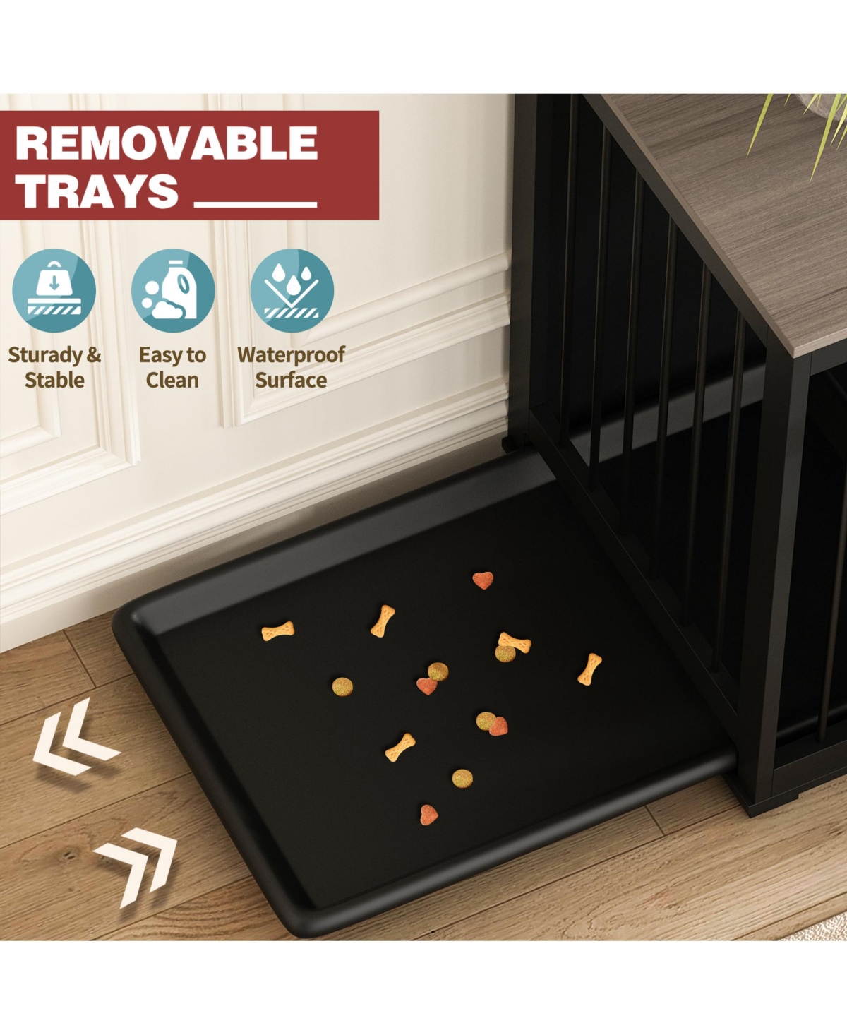 Homsee Dog Crate Furniture with Trays and Divider for Large Medium Dog