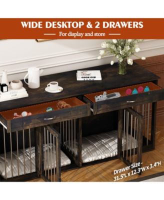 Furniture Style Dog Crates Large Wooden Pet Kennels with 2 Drawers