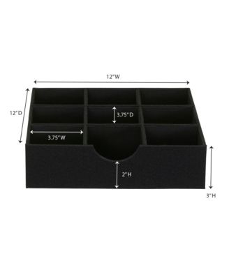 9-Compartment Drawer Organizers, Pack of 2, Black Linen